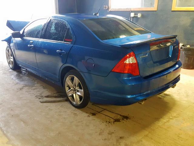 3FAHP0KC3BR255773 - 2011 FORD FUSION SPO BLUE photo 3