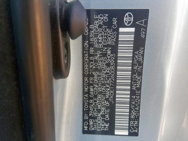 JTKDE177260083993 - 2006 TOYOTA SCION TC ლურჯი ფოტო 10