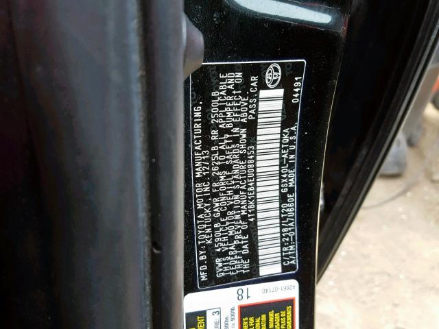 4T1BK1EB4EU088453 - 2014 TOYOTA AVALON BAS BLACK photo 10