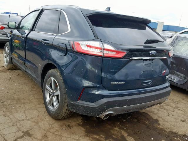 2FMPK4J97KBB31677 - 2019 FORD EDGE SEL BLUE photo 3