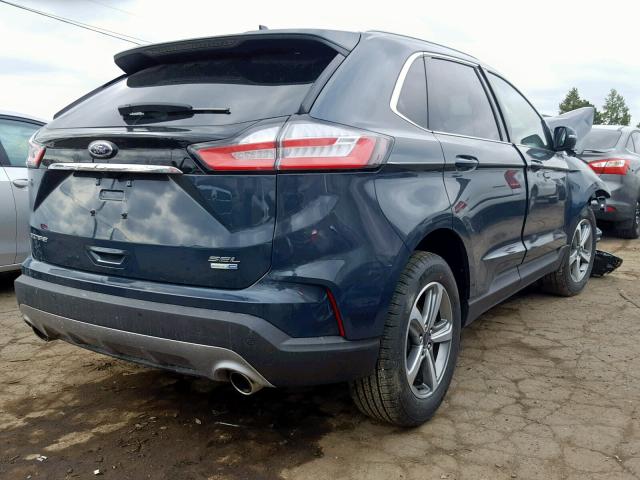 2FMPK4J97KBB31677 - 2019 FORD EDGE SEL BLUE photo 4