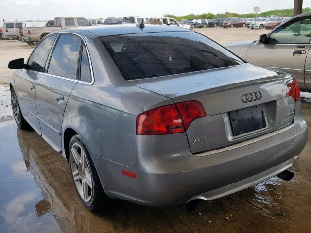 WAUAF78E08A080690 - 2008 AUDI A4 2.0T GRAY photo 3