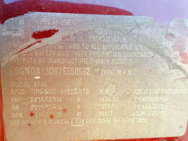 3GNDA13D87S550592 - 2007 CHEVROLET HHR LS Կարմիր լուսանկար 10