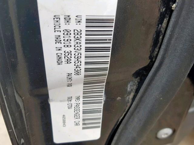 2B3KA33V59H534300 - 2009 DODGE CHARGER SX BLACK photo 10