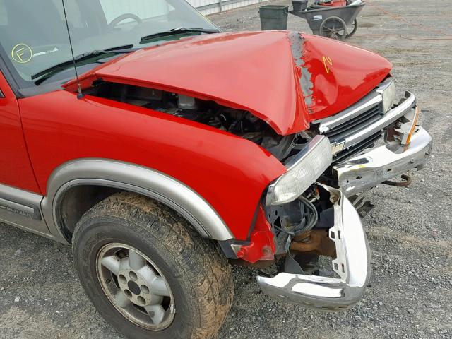 1GNDT13W2X2149854 - 1999 CHEVROLET BLAZER RED photo 9