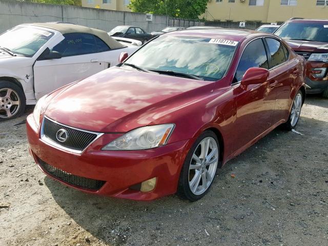 JTHBK262665019377 - 2006 LEXUS IS 250 RED photo 2