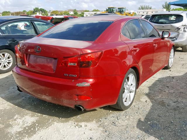 JTHBK262665019377 - 2006 LEXUS IS 250 RED photo 4