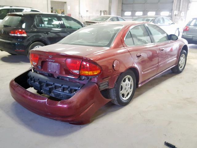 1G3NK52T3YC311498 - 2000 OLDSMOBILE ALERO GX MAROON photo 4