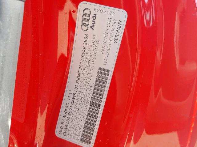 WAULFAFHXCN004057 - 2012 AUDI A5 PREMIUM RED photo 10