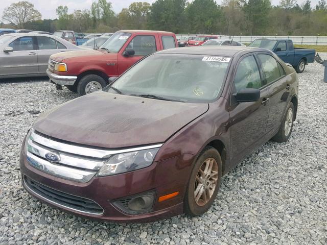 3FAHP0GA5CR190496 - 2012 FORD FUSION S MAROON photo 2