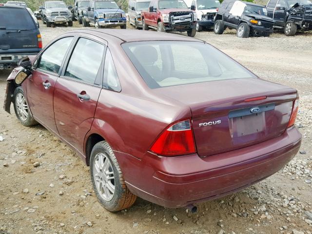 1FAHP34N37W171490 - 2007 FORD FOCUS ZX4 MAROON photo 3