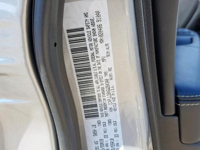 1C4PJLDB4GW264340 - 2016 JEEP CHEROKEE L SILVER photo 10