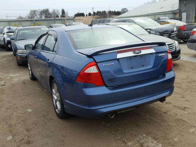 3FAHP0KC9AR219892 - 2010 FORD FUSION SPO BLUE photo 3