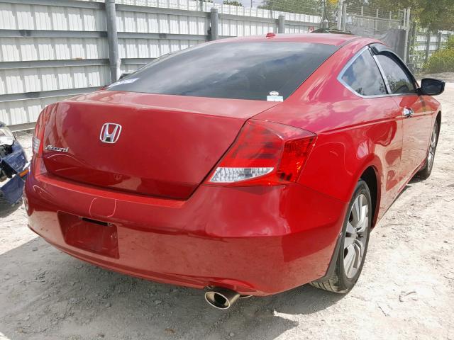 1HGCS1B89CA004242 - 2012 HONDA ACCORD EXL RED photo 4