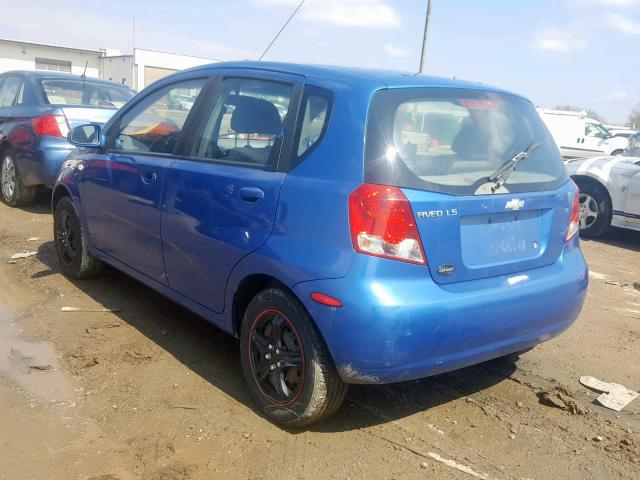 KL1TD62675B461964 - 2005 CHEVROLET AVEO BASE Mavi foto 3