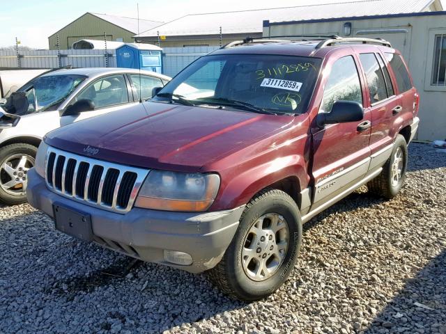 1J4GW48S2YC405033 - 2000 JEEP GRAND CHER RED photo 2