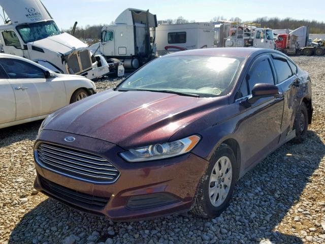 3FA6P0G71DR368126 - 2013 FORD FUSION S MAROON photo 2