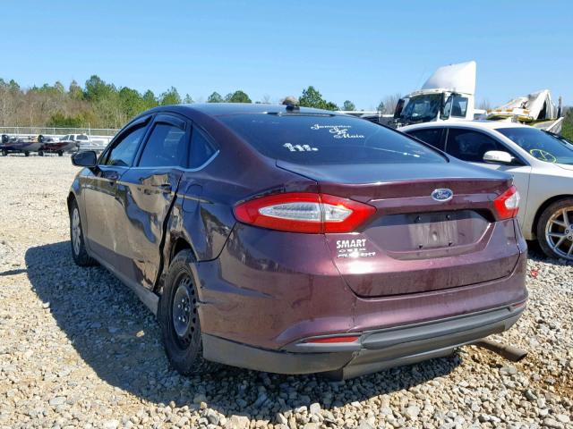 3FA6P0G71DR368126 - 2013 FORD FUSION S MAROON photo 3