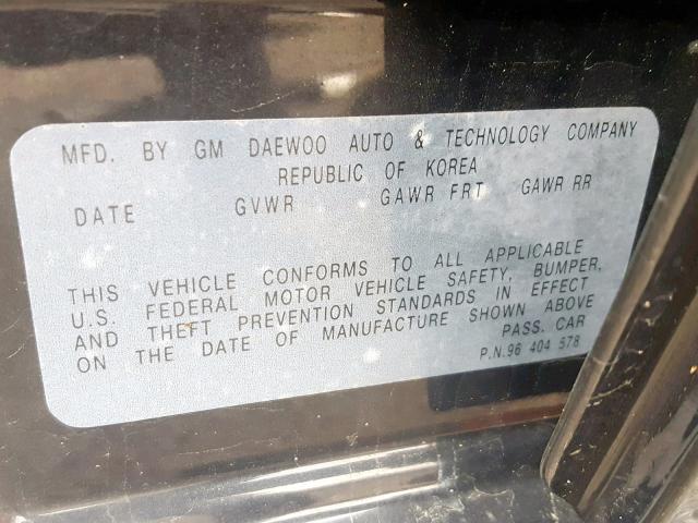 KL1TD52665B485795 - 2005 CHEVROLET AVEO BASE შავი ფოტო 10