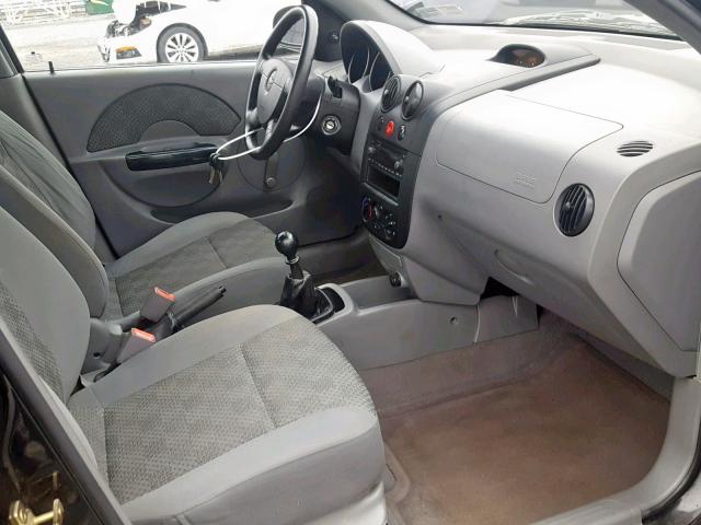 KL1TD52665B485795 - 2005 CHEVROLET AVEO BASE შავი ფოტო 5