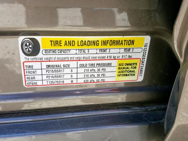 1G1ZC5EB3AF244061 - 2010 CHEVROLET MALIBU 1LT 米色 照片 10