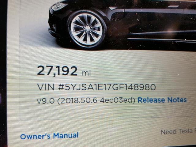 5YJSA1E17GF148980 - 2016 TESLA MODEL S Սև լուսանկար 8