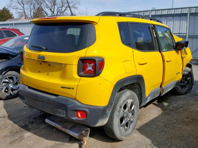ZACCJBAT7GPD89531 - 2016 JEEP RENEGADE S YELLOW photo 4