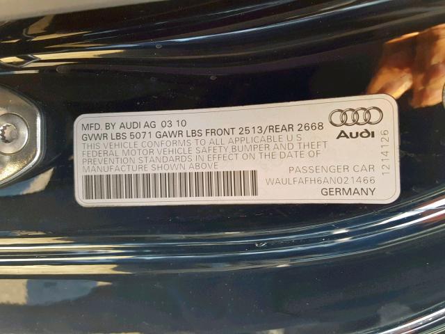 WAULFAFH6AN021466 - 2010 AUDI A5 PREMIUM BLACK photo 10