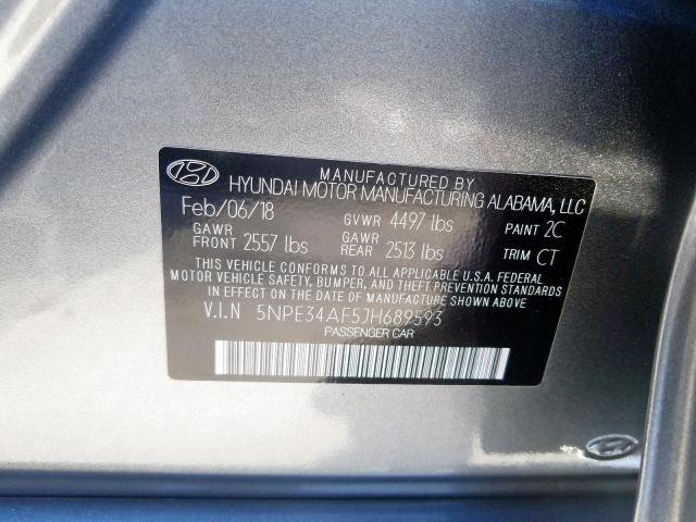 5NPE34AF5JH689593 - 2018 HYUNDAI SONATA SPORT  photo 10