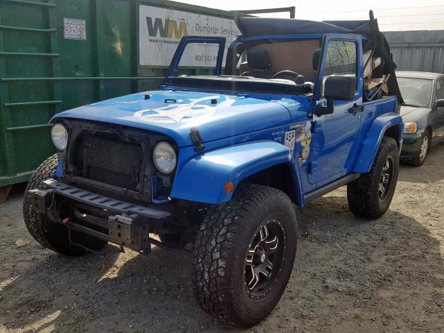 1C4AJWAG0EL180280 - 2014 JEEP WRANGLER S BLUE photo 2