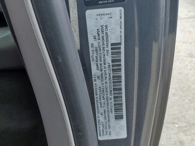 3VWCD31C25M411347 - 2005 VOLKSWAGEN NEW BEETLE ნაცრისფერი ფოტო 10