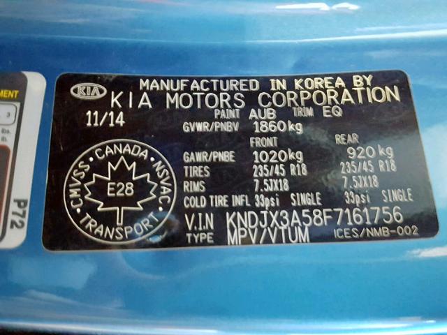 KNDJX3A58F7161756 - 2015 KIA SOUL ! Mavi foto 10
