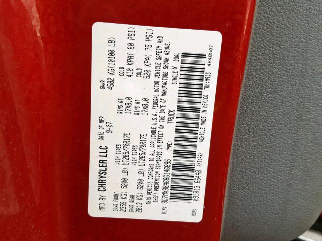 3D7MX38A68G146895 - 2008 DODGE RAM 3500 S RED photo 10