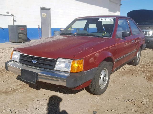 1FABP3198GW218509 - 1986 FORD ESCORT L RED photo 2