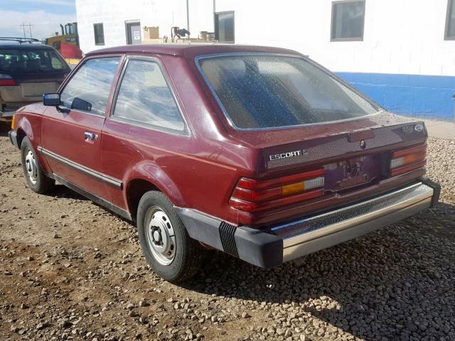 1FABP3198GW218509 - 1986 FORD ESCORT L RED photo 3