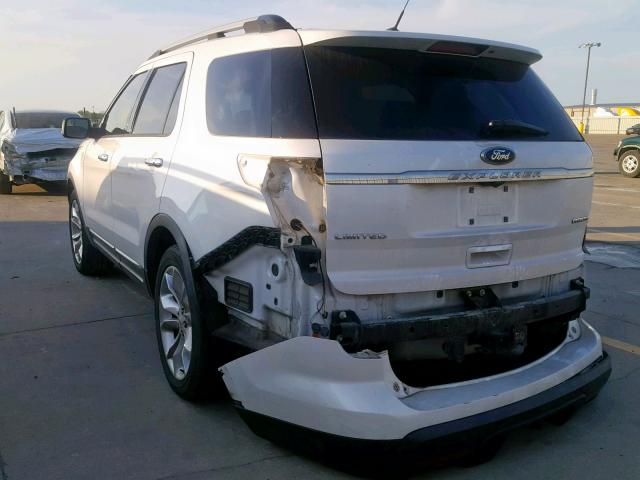 1FM5K7F81DGB26754 - 2013 FORD EXPLORER L WHITE photo 3