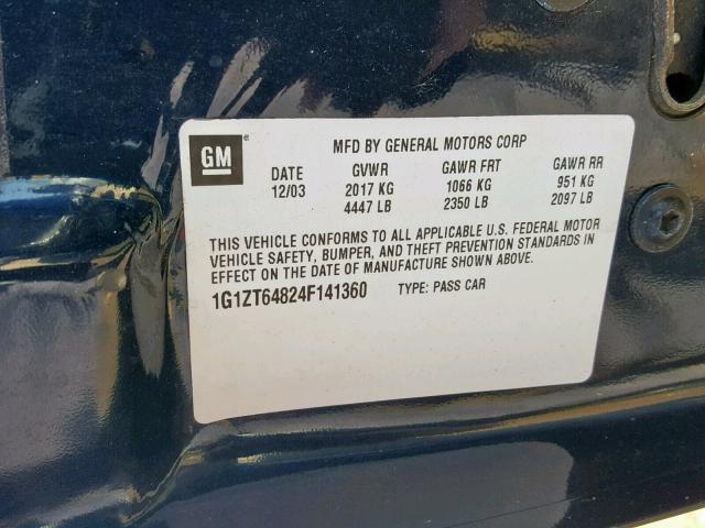 1G1ZT64824F141360 - 2004 CHEVROLET MALIBU MAX 蓝色 照片 10