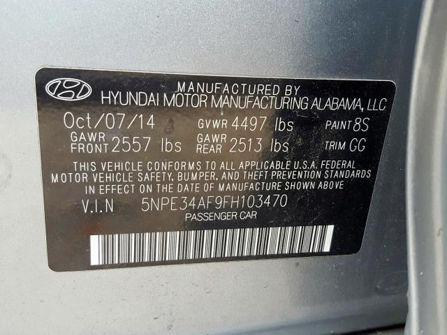 5NPE34AF9FH103470 - 2015 HYUNDAI SONATA SPORT  photo 10