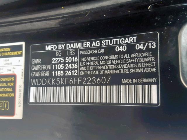 WDDKK5KF6EF223607 - 2014 MERCEDES-BENZ E 350 BLACK photo 10