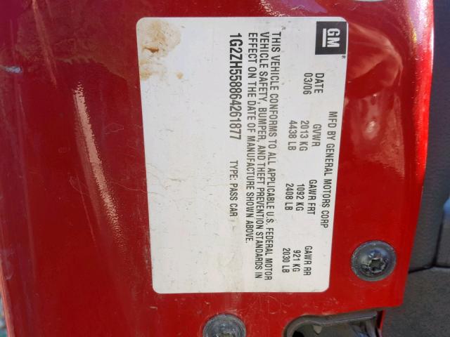 1G2ZH558864261877 - 2006 PONTIAC G6 GT RED photo 10