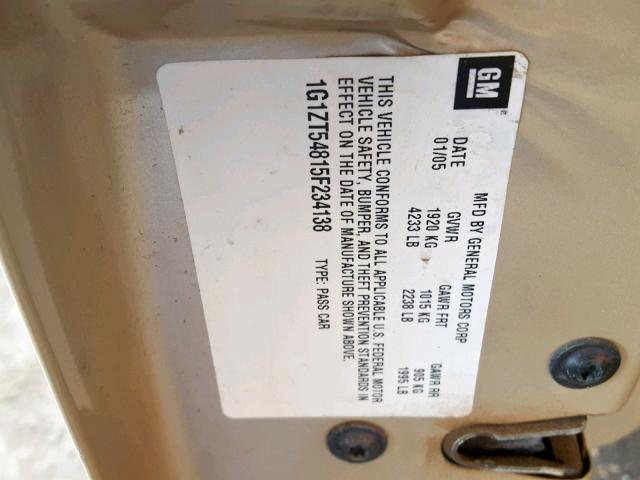 1G1ZT54815F234138 - 2005 CHEVROLET MALIBU LS GOLD photo 10