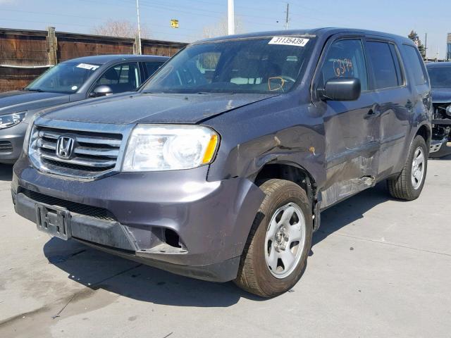 5FNYF3H24EB003484 - 2014 HONDA PILOT LX GRAY photo 2