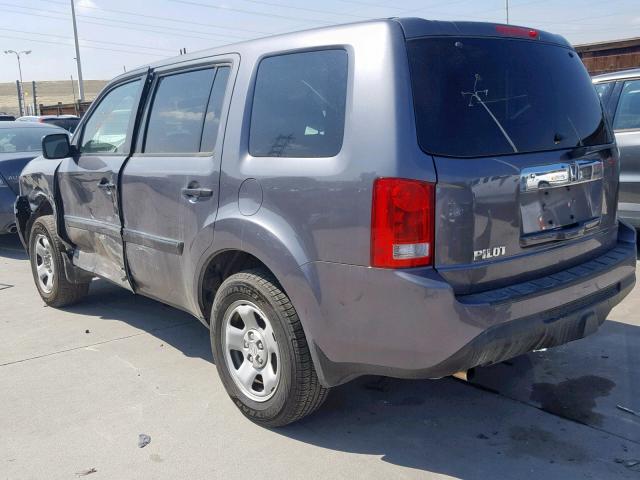 5FNYF3H24EB003484 - 2014 HONDA PILOT LX GRAY photo 3