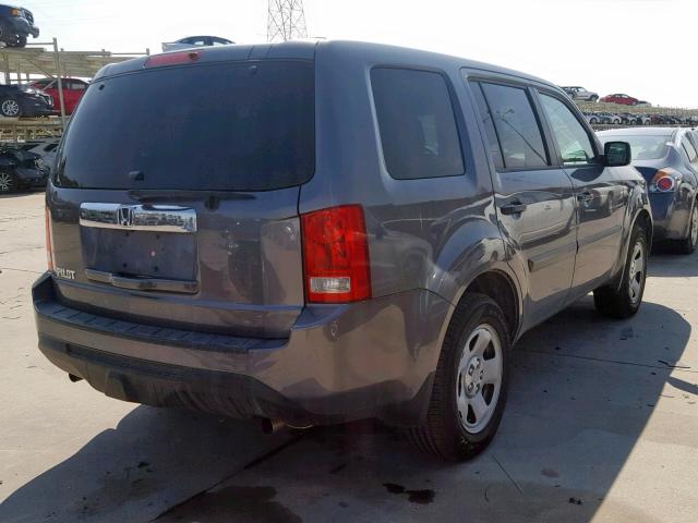 5FNYF3H24EB003484 - 2014 HONDA PILOT LX GRAY photo 4