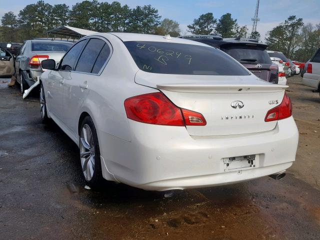 JN1CV6AP3AM406249 - 2010 INFINITI G37 BASE WHITE photo 3