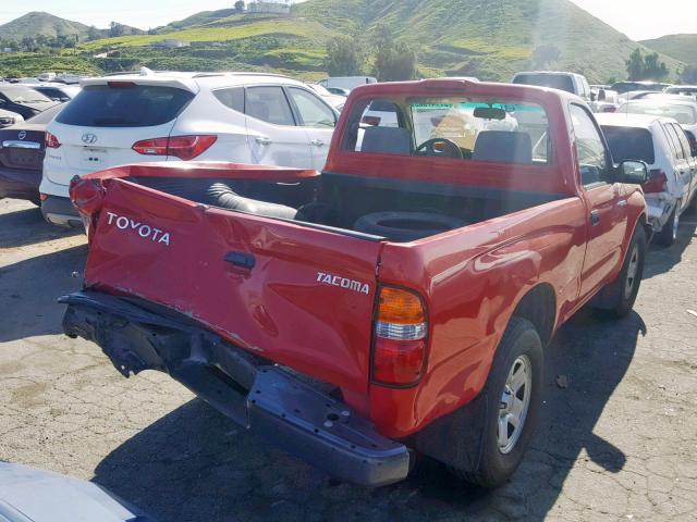 5TENL42N13Z285910 - 2003 TOYOTA TACOMA RED photo 4