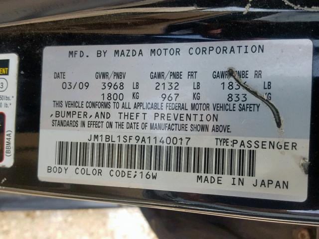 JM1BL1SF9A1140017 - 2010 MAZDA 3 I BURN photo 10