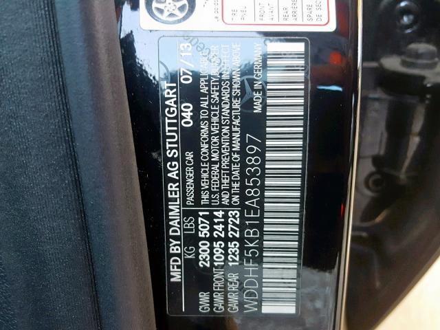 WDDHF5KB1EA853897 - 2014 MERCEDES-BENZ E 350 BLACK photo 10