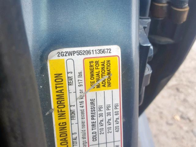 2G2WP552061135672 - 2006 PONTIAC GRAND PRIX BLUE photo 10