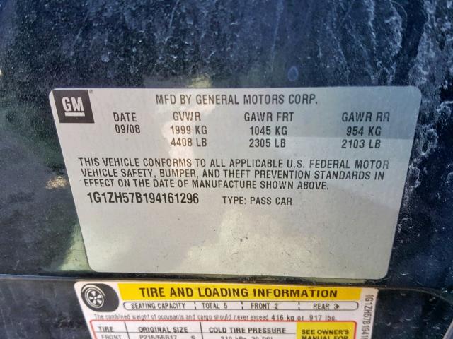 1G1ZH57B194161296 - 2009 CHEVROLET MALIBU 1LT 黑色 照片 10